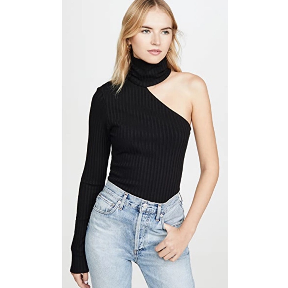 NWT the range ribbed one shoulder mock neck sweater‎